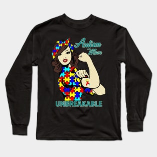 Autism Mom Life Messy Bun Mom Bandana Autism Mom Unbreakable T-Shirt Long Sleeve T-Shirt